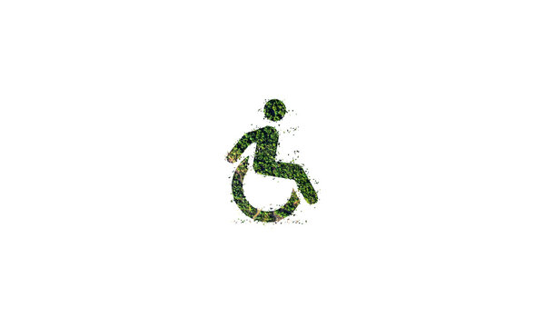 National Disability Independence Day. Disabled Person Green Eco Icon. Environment Day Concept. July 26. Holiday Concept. 3d Rendering.