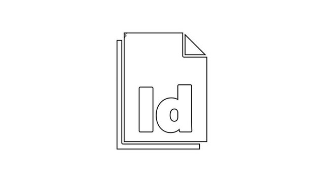 Black line ID File document icon isolated on white background. 4K Video motion graphic animation