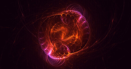 3D rendering abstract multicolor fractal light background