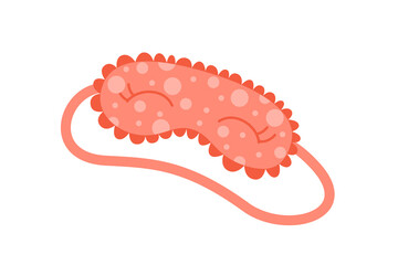 Beauty Eye Covering Sleep Mask. Blindfold Sleep Mask Sign with Eyelashes. Icon, Isolated on White, Vector Icon. Flat Cartoon Illustration, Clipart.