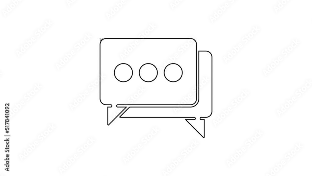 Poster black line speech bubble chat icon isolated on white background. message icon. communication or comm