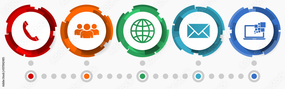 Poster social media concept vector icon set, internet infographic template, web buttons collection