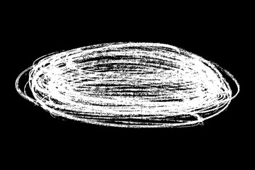 Scribble hand drawn in chalk on black background. Monochrome stain element. Digitally generated image. Vector illustration, Eps 10.