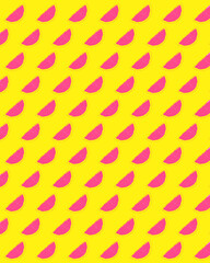 Watermelon seamless pattern. Tropical fruit on a yellow background. 