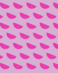 Watermelon seamless pattern. Tropical fruit on a pink background. 