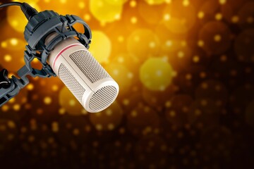 Classic condenser microphone with filter in modern recording studio