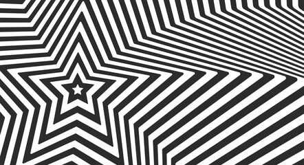 Abstract hypnotic pattern of black and white lines. Optical illusion. Op art illustration.