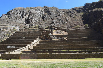 świeta dolina inków, ruiny Ollantaytambo, Peru, Inkowie,  - obrazy, fototapety, plakaty