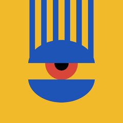 Bauhaus eye. Minimal geometric design of the 20s. Abstract vector template with elements of primitive forms. 