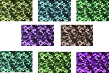 Camouflage textures of different colors background for fabric, clothes, uniforms, bedding, covers and other