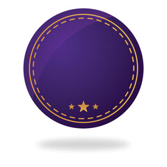 Purple Empty Round Badge Or Token Element On White Background.