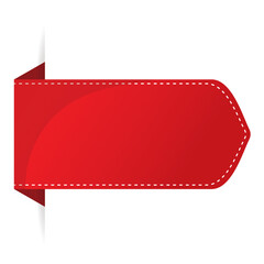 Red Blank Paper Tag Or Label Element On White Background.