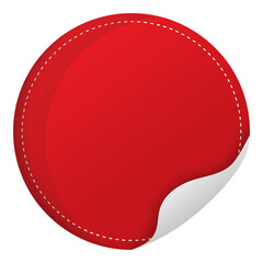 Obraz na płótnie Canvas Red Curl Paper Round Label Element On White Background.