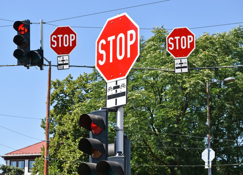 Stop traffic signs and red lights