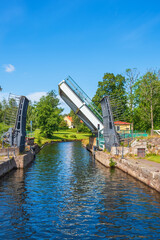 Fototapeta na wymiar Opened bridges at Gota Canal in Forsvik, Sweden