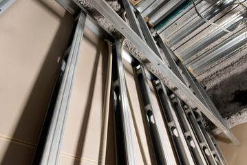 Obraz premium Steel Studs for Wall Framing: Interior work, partition wall work, electrical equipment work.