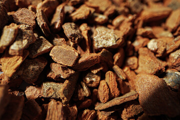 Pile of dry spices macro shot for background