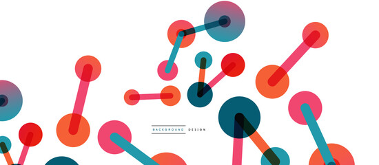 Abstract background. Round dots connected by lines. Trendy techno business template for wallpaper, banner, background or landing