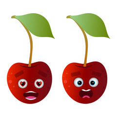 Smile. Sweet cherry. Cherry character. Emotions. Emotional cherry