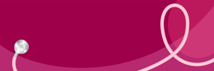 Stethoscope for breast cancer awareness design.  Women healthcare symbols. Vector illustration banner background.