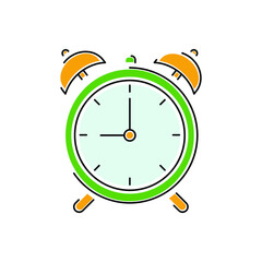 Retro alarm clock. Flat icon, colorful vector illustration