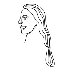 continuous one line hand drawing of woman face line art feminine