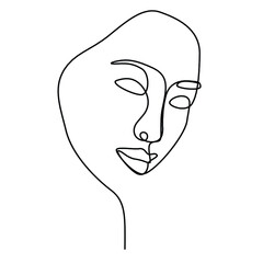 continuous one line hand drawing of woman face line art feminine