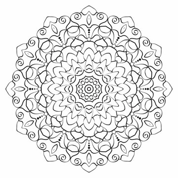 Vector hand drawn doodle mandala. Mehendi, tattoo,decoration,henna, coloring book page.