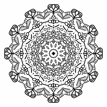 Vector hand drawn doodle mandala. Mehendi, tattoo,decoration,henna, coloring book page, lace pattern.