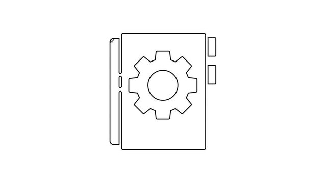 Black line User manual icon isolated on white background. User guide book. Instruction sign. Read before use. 4K Video motion graphic animation
