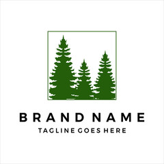 Square Pine tree logo evergreen design vector