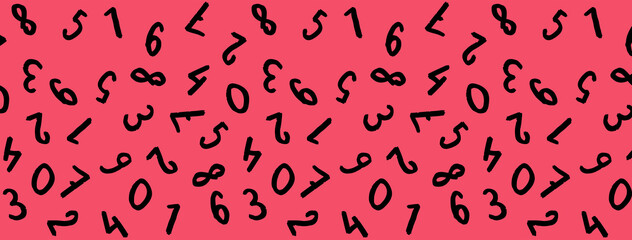 template with the image of keyboard symbols. a set of numbers. Surface template. purple red background. Banner for insertion into site.