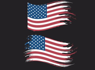 Vector Of The Distressed American Flag. American flag in grunge style. United States of America flag. The correct color, army, military, veterans, patriotic vector flag. T shirt design