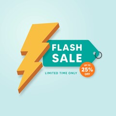 Flash Sale Discount up to 25% special offer banner template, Special offer discount template design.