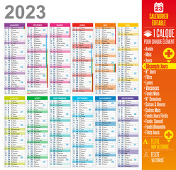 Fototapeta premium Calendrier 2023 - Template Multicalques modifiable