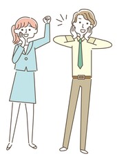 応援をする男女