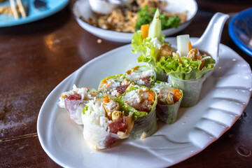 Popular Asian food Thai spring roll