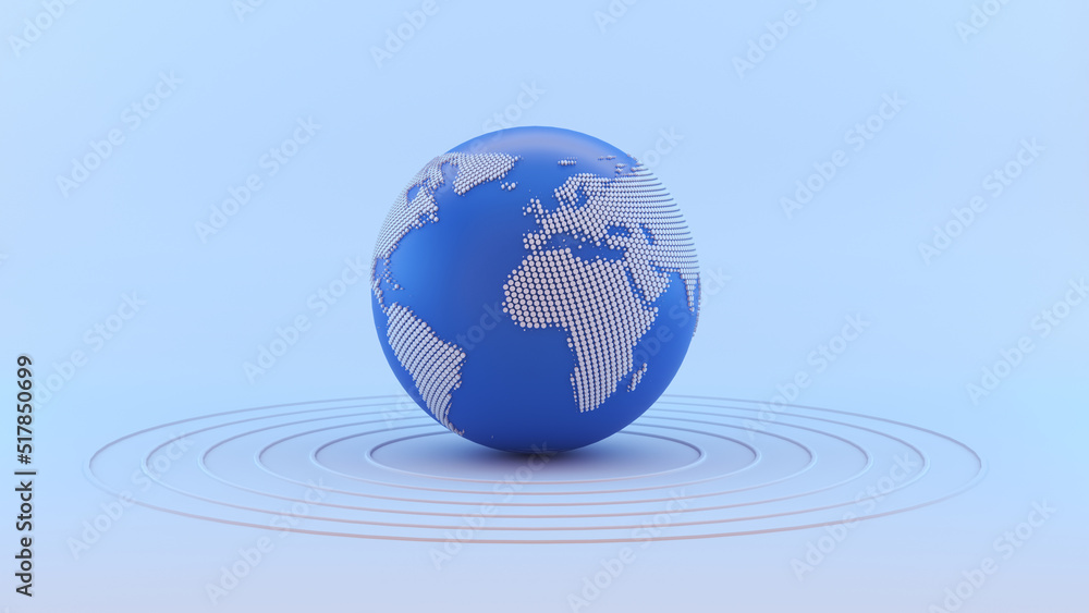 Poster Planet earth 3d render/Planet earth with continents, consisting of 3d elements. The technological background can be used to demonstrate the processes of science and education. 
