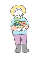 野菜の収穫を楽しむ女性