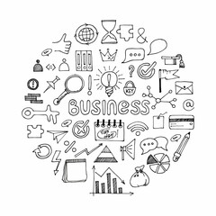Hand Drawn Business background, Doodles vector illustration.