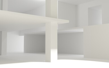 Minimalist white room with sunlight.