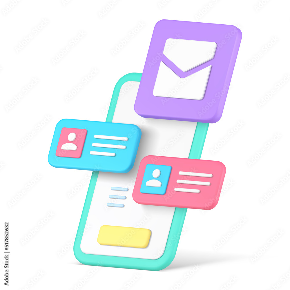 Aufkleber text message communication contact chatting dialogue cyberspace realistic 3d icon isometric vector