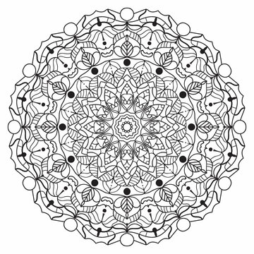 Mandala ornament vector illustration.Hand drawn pattern. Mandala template for coloring book, page decoration. Relaxation pattern.