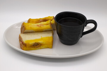 Traditional shredded pork sandwich and coffee,Include Clipping Path