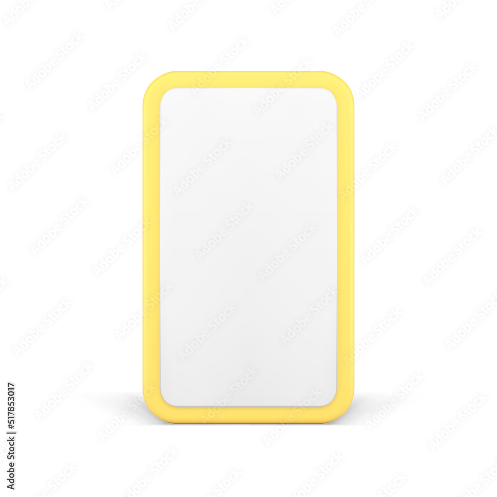 Aufkleber yellow smartphone empty screen internet advertising template front view realistic 3d icon vector