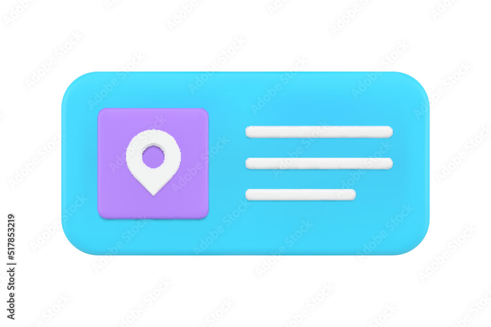 Poster location map user interface window quick tips smartphone desktop button menu 3d icon vector