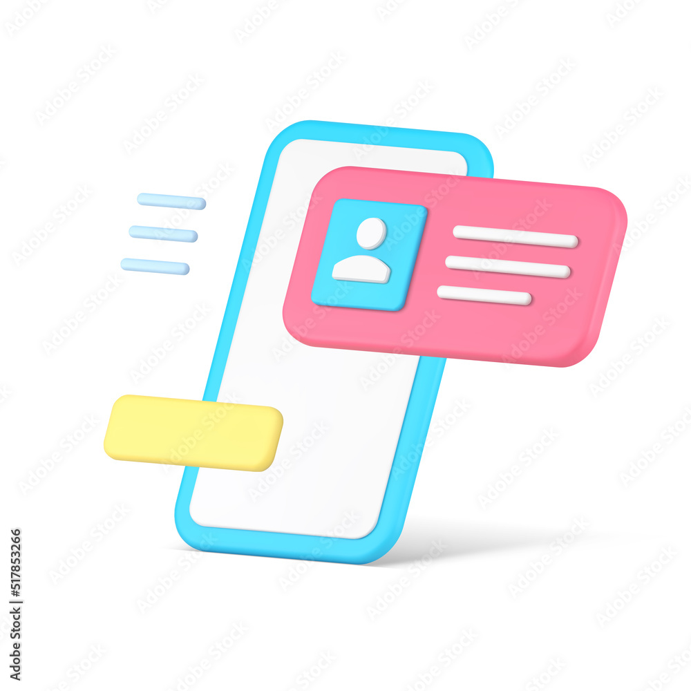 Poster smartphone user interface menu contact personal identification information button 3d icon vector