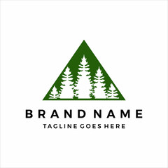 Triangle pine tree logo evergreen design vector template
