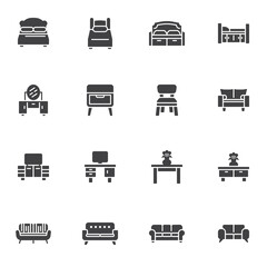 Furniture vector icons set