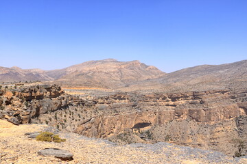 Mountain landscape near Jebel Shams, Sultanate of Oman